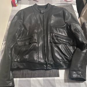 Brooks men’s black leather jacket made in USA sz 44 Large